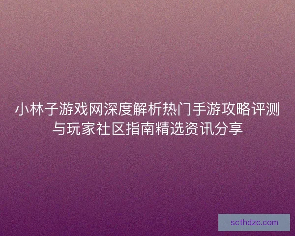 小林子游戏网深度解析热门手游攻略评测与玩家社区指南精选资讯分享